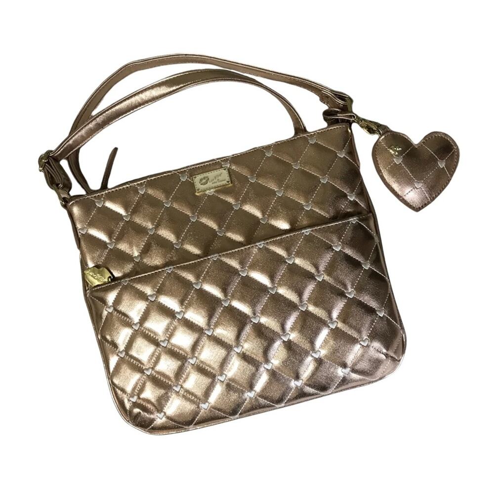 Betsey Johnson Luv Betsey Quilt Style Rose Gold Crossbody Purse